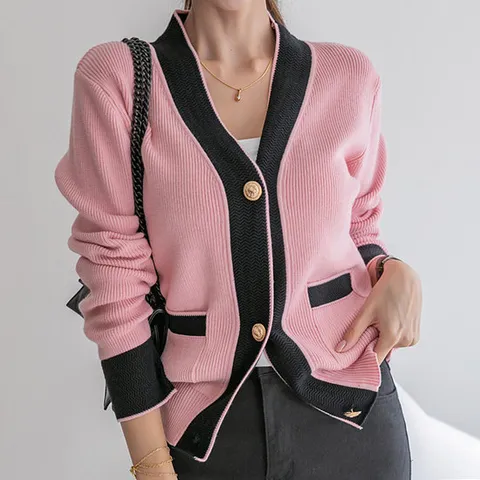 [나크21] (55~88) 금장버튼 배색 가디건 NK13-J-41