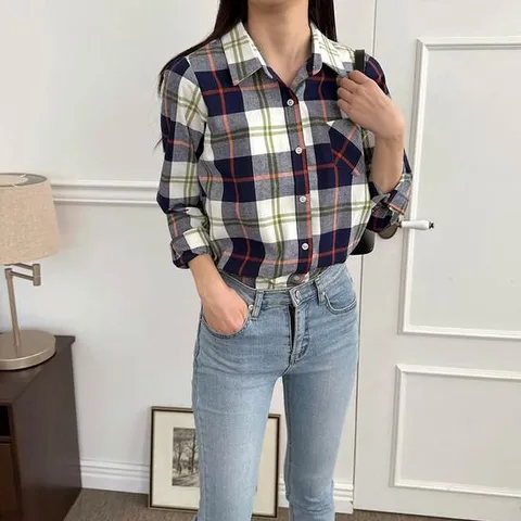 기본 체크 셔츠_L