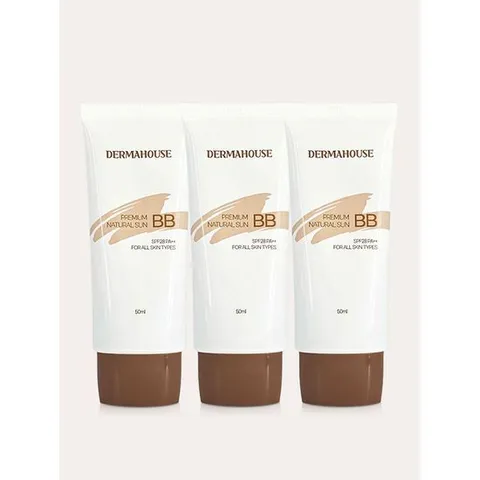 [더마하우스] 내추럴 썬 비비크림 50ml 3개 / 커버력좋은비비 잡티커버 피부톤보정