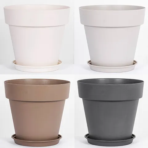 대형 인테리어 가벼운 플라스틱 원형 화분 분갈이 받침세트 소