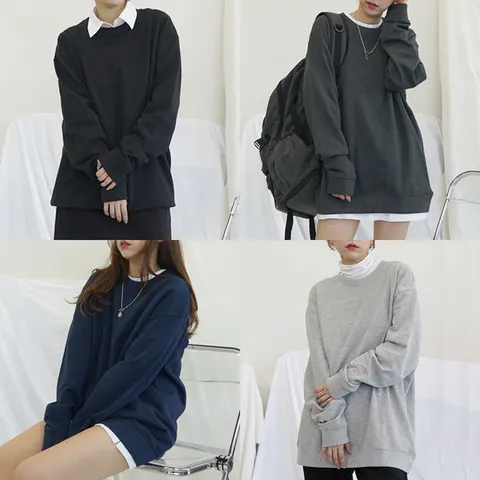 [큐티팝/빅사이즈] 데일리 루즈핏 무지 맨투맨 티셔츠