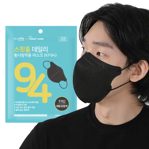 스윗홈 데일리 KF94 새부리형 마스크 블랙 대형 10매