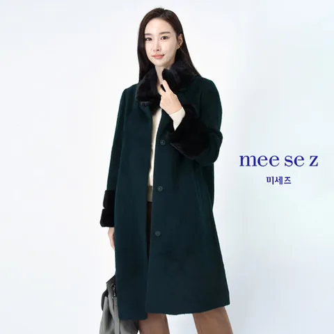 [미세즈] 수리 알파카 밍크배색 햇번 스타일 코트_M94LC04