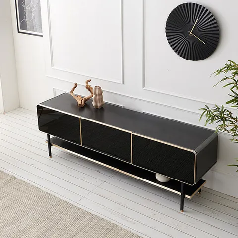 나무뜰 딕스 블랙골드 1800 라운드 높은 거실장 PKF054C (착불)