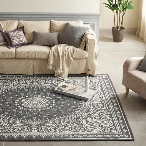 빈티지투톤 알리 그레이 자카드 카페트 대형 150x200