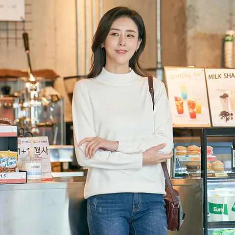 엄마옷 여자 비스코스 반목 빅사이즈 니트 마담 중년여성 50대