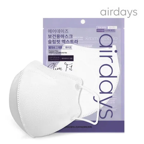 에어데이즈 슬림핏 KF94 마스크 엑스트라 대형 50매 화이트