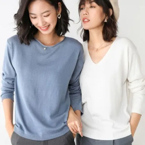 스웨터 가을니트 여성스웨터 브이넥 긴팔티셔츠