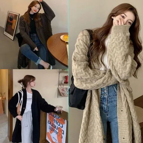 롱카디건 롱가디건 꽈배기 숄 니트카디건