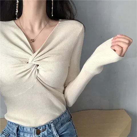 트릴 섹시 페미닌 볼륨 셔링 꼬임 골지니트