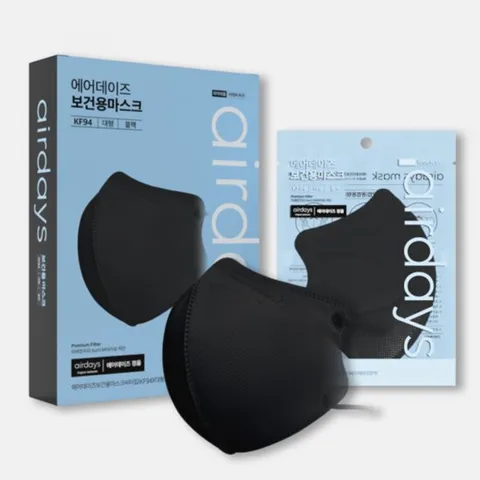 에어데이즈 KF94 블랙 새부리형 보건용 마스크 대형 10매입