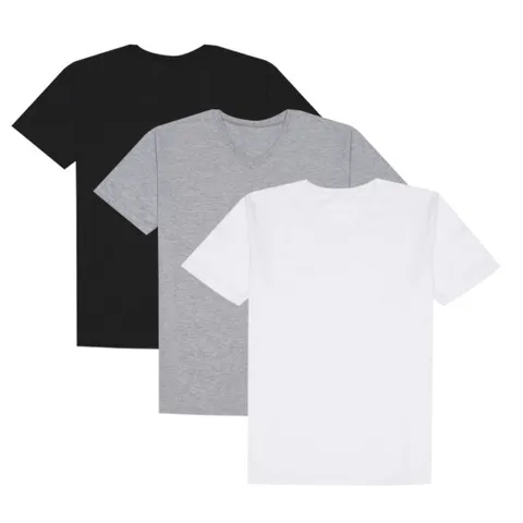 티팜 면 V넥 반팔 티셔츠 3장 세트 화이트/멜란지