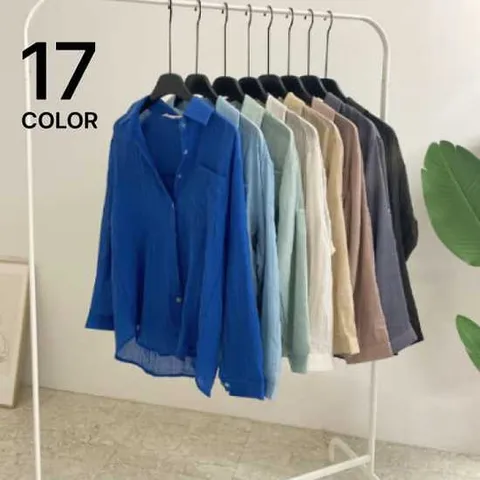 허니제이 / 인싸템 롤업소매 거즈 여유핏 셔츠 (17color)