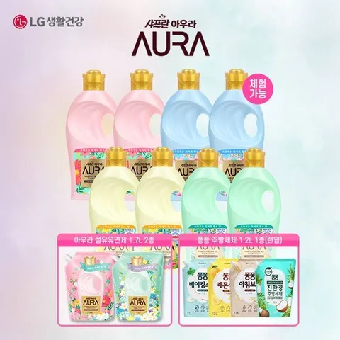 샤프란 아우라 섬유유연제 1L x 8통+1,700mL×2개+퐁퐁1종(랜덤)