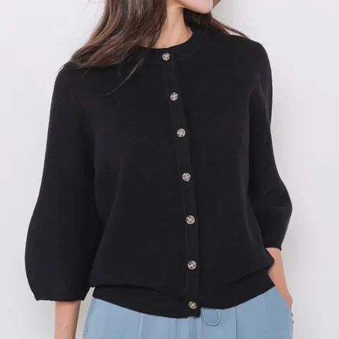 [헤이올리] 로즈소매 니트 가디건 NHK004