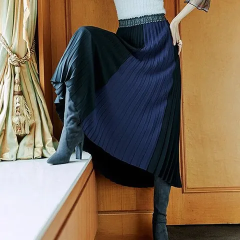 컬러 플리츠 밴딩 스커트