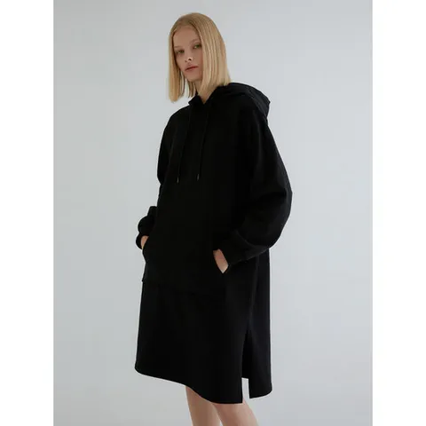 Super Soft Signature Hoodie Sweat One-Piece [Black]