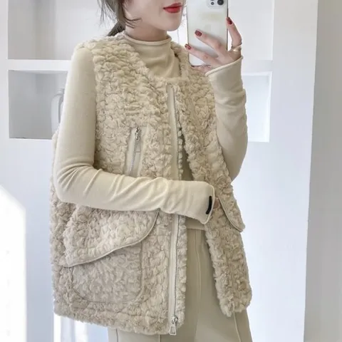 [드레스허그] 널킨 3color 양털 조끼