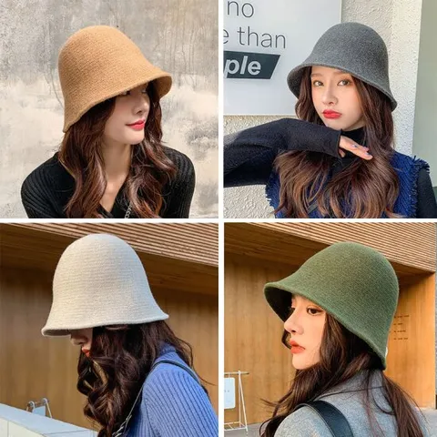 [랄라닷] 울 니트 여성 버킷햇 벙거지모자