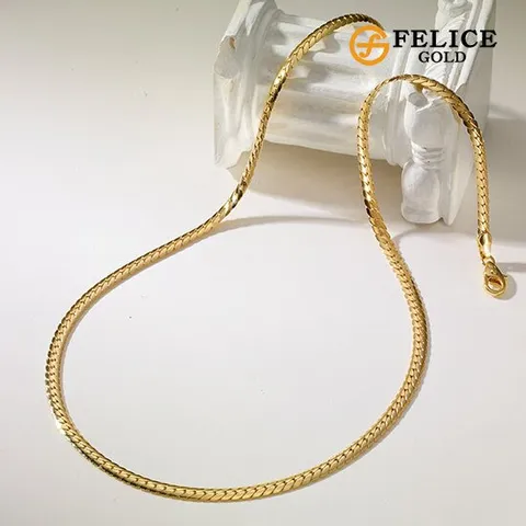 [25년 마지막특가] 펠리체골드 18K 모던 커브 목걸이 3mm