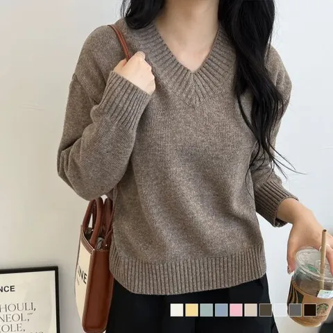 캐시미어니트 베스 브이넥 루즈핏 캐시울 니트 SD 220827