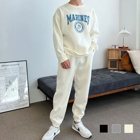 [비틀버드]마린스 남자 기모 맨투맨 조거 세트 SD221164