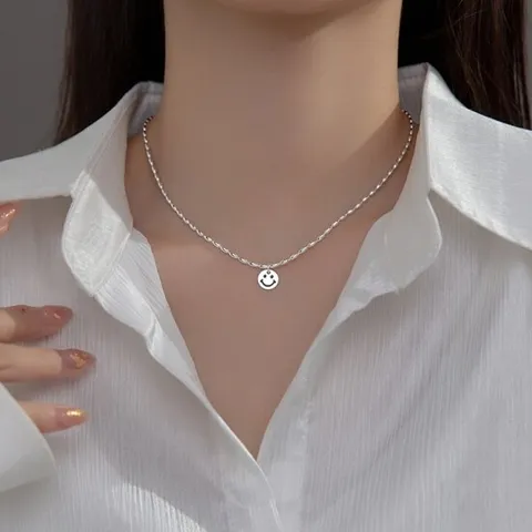 에르모사제이 N064 실버 925 스마일 코인 밥풀 체인 은 목걸이