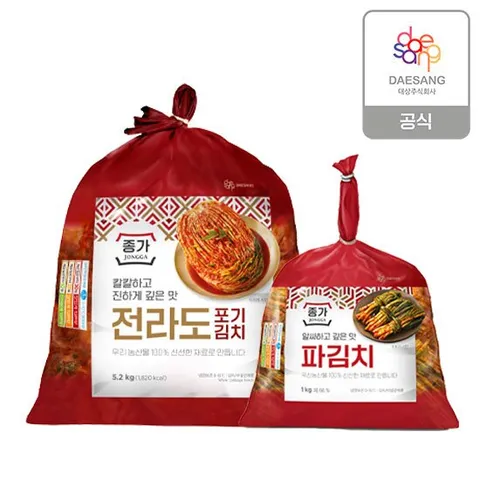 종가 전라도식 포기김치 5.2kg + 파김치 1kg