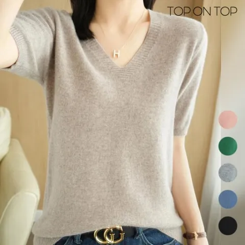 [탑온탑] 젤리 브이 반팔니트