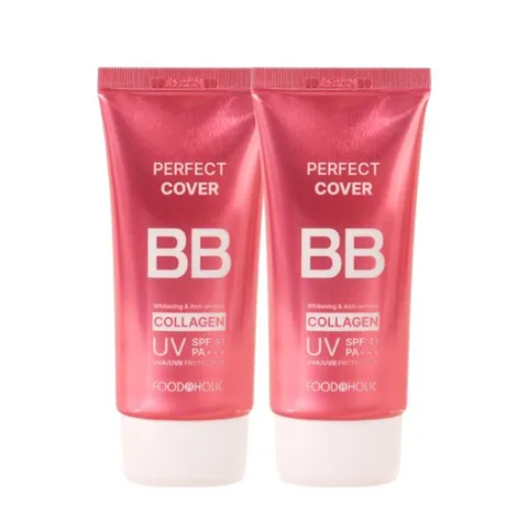 (2개)푸드어홀릭 퍼펙트 커버 콜라겐 비비크림 50ml SPF41 /자외선차단 톤업 결광 BB