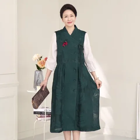 [엄마옷 로즈맘] 숲길감물인견철릭원피스/엄마원피스 할머니원피