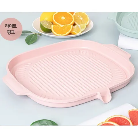 바프라이프 세라믹 IH 인덕션 고기구이 그릴 구이팬 32cm 핑크색