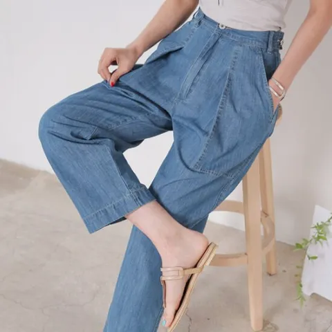 [헤이올리] 여름청해지 원턱사각포켓 허리비조 배기팬츠 PH1141