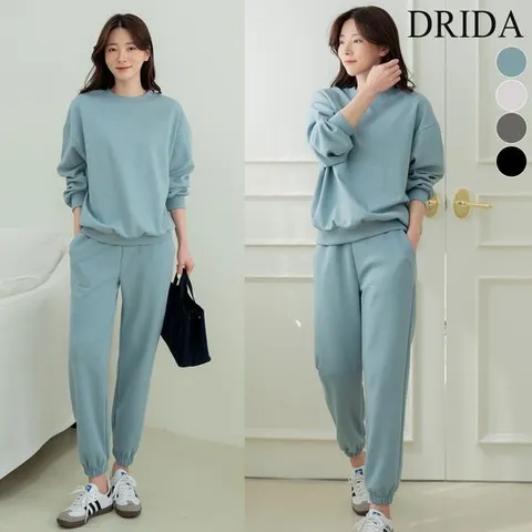 [드리다] 여자 봄 가을 트레이닝세트 조거 빅사이즈 상하 세트 40-50대 미시 회색 츄리닝 홈웨어 평상복