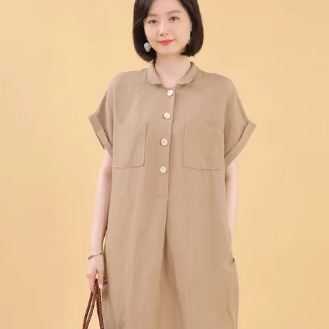 애비뉴투지 엄마옷 소곤 린넨 카라 여름 나그랑 원피스 K06304