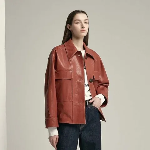 [리오벨] 온리프랭크베지터블여성양가죽쟈켓