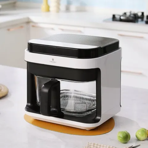 디온리 글라스 큐브 에어프라이어 5.5L 대용량 유리 간편세척 NAA321BK 투핸들 광파