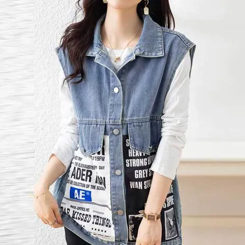 시몬[6085]-민소매 데님 베스트 자켓