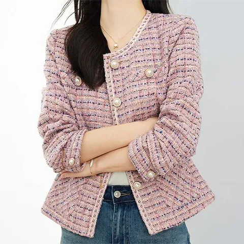 [패션시그널] 핑크보카시 라운드넥 트위드 자켓 F56DD4