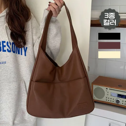 웬디 / 심플 데일리 복고풍 가죽 숄더백 BG12861_4컬러