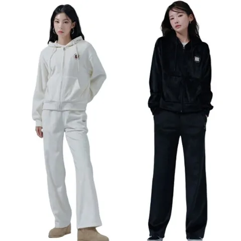 [체이스컬트] 여성 플라워 기모 골지 후드집업 2컬러