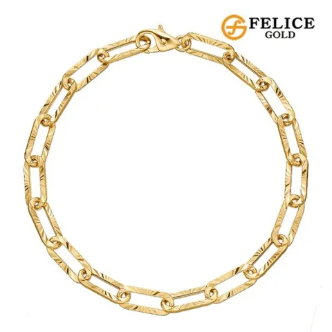 [신년행운특가] 펠리체골드 18K 시그니처 컷팅클립 팔찌 (M)