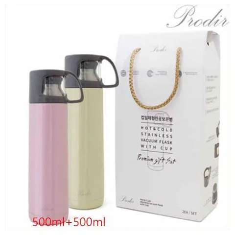 PR 컵 일체형 선물세트 핑크 500ml 2개 보온보냉병 핑크