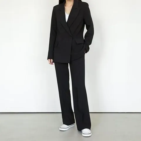 더블 자켓 일자 슬랙스 투피스 정장 슈트 셋업 세트