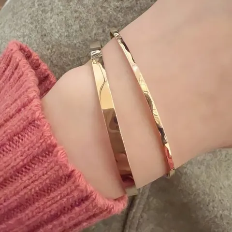 14k 3mm 레이어드 볼드 스틱 뱅글 팔찌