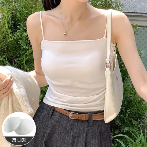 어나더뷰 캡내장 옆셔링 스퀘어넥 끈나시 캡나시 브라렛 1873