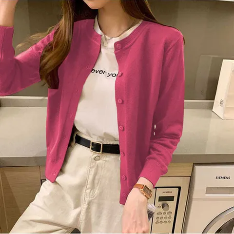 [코코에보니]간절기에좋은 베이직한라운드넥니트가디건/KG-333