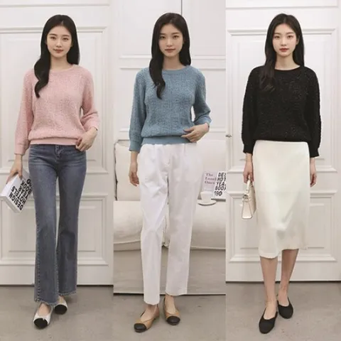 야미니트 블라썸 9부 라운드 메탈 니트 3종세트