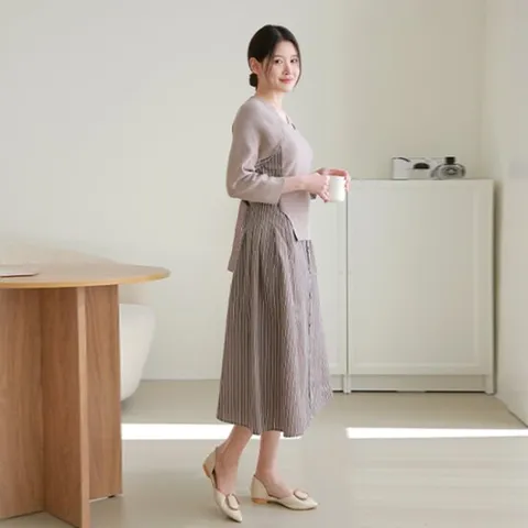 [르포엠]다이앤 플리츠 레이어드 원피스