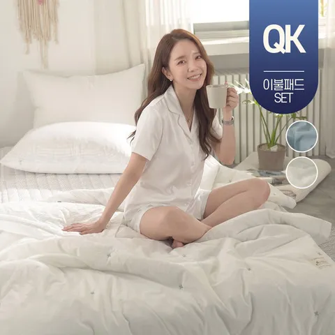 먼지없는 여름 60수 순면 듀라론 냉감 호텔식 차렵 이불 쿨 침구 퀸사이즈 킹 겸용 호텔 퀸킹 QK 침대 패드 세트 풀세트